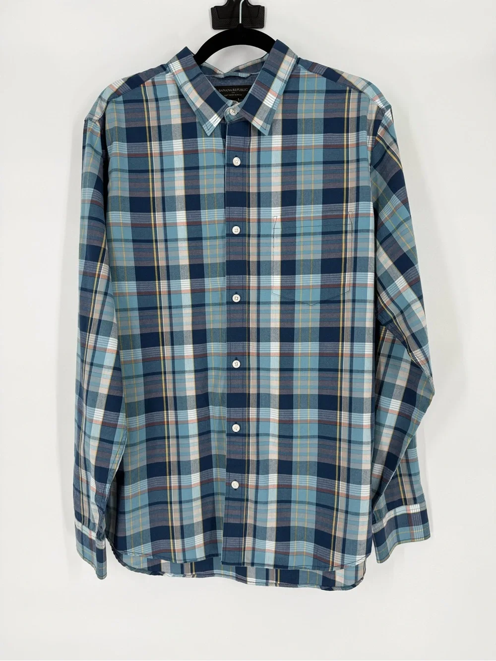 Banana Republic Large Soft Wash Slim Fit Plaid Button Up Shirt Casual Preppy